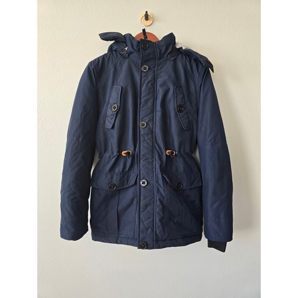 Wantdo Women’s 14-16 (Large) Parka Jacket | Navy Winter Coat Faux Fur Lined Hood
